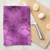 パープルググラデーションラムグリッターキリン模様 キッチンタオル (四つ折り)