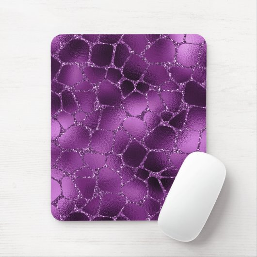 パープルググラデーションラムグリッターキリン模様 マウスパッド (マウス)