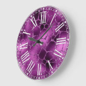 パープルググラデーションラムグリッターキリン模様 ラージ壁時計 (傾斜)