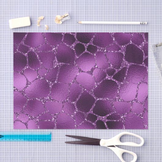 パープルググラデーションラムグリッターキリン模様 薄葉紙 (クラフト)