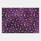 パープルググラデーションラムグリッタージャングルアニマルプリント ラッピングペーパーシート (正面)