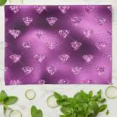 パープルググラデーションラムグリッターダイヤモンドパターン キッチンタオル (折り畳み)