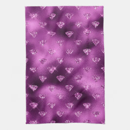 パープルググラデーションラムグリッターダイヤモンドパターン キッチンタオル