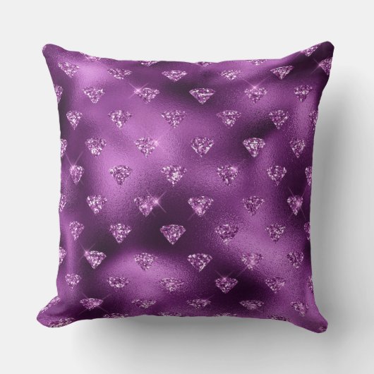 パープルググラデーションラムグリッターダイヤモンドパターン クッション (正面)