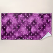 パープルググラデーションラムグリッターダイヤモンドパターン ビーチタオル (正面)
