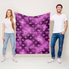 パープルググラデーションラムグリッターダイヤモンドパターン フリースブランケット
