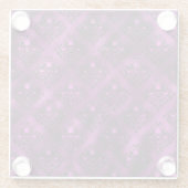 パープルググラデーションラムグリッターダマスクパターン ガラスコースター (裏面)