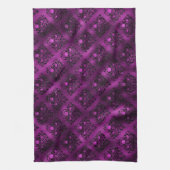 パープルググラデーションラムグリッターダマスクパターン キッチンタオル (縦)