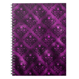 パープルググラデーションラムグリッターダマスクパターン ノートブック