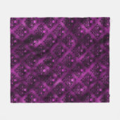 パープルググラデーションラムグリッターダマスクパターン フリースブランケット (正面(横))