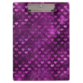 パープルググラデーションラムグリッターハートパターン クリップボード