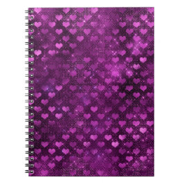パープルググラデーションラムグリッターハートパターン ノートブック