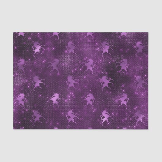 パープルググラデーションラムグリッターユニコーン模様 薄葉紙 (正面)