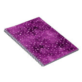 パープルググラデーションラムグリッター水玉模様パターン ノートブック (右側)