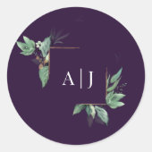 パープルグモダンリー結婚ズ封筒用シール ラウンドシール (正面)