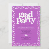 パープルグラはっきりしたドモダンタイポグラフィエレガントパーティー 招待状 (正面)