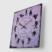 パープルグラインドタイムスケーター少年の時計 スクエア壁時計 (傾斜)