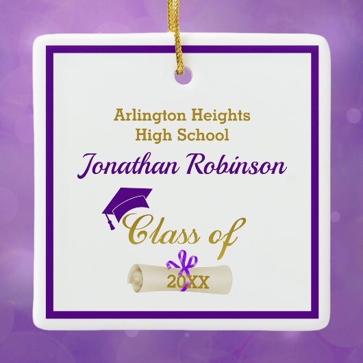 パープルグラッドキャップ及びディプロマセラミックオーナメント セラミックオーナメント