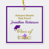 パープルグラッドキャップ及びディプロマセラミックオーナメント セラミックオーナメント (正面)