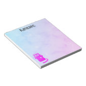 パープルグラデーションおもしろいエンジェル猫 ノートパッド (アングル)
