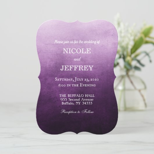 パープルグラデーションカエレガントスタムウェディング招待状 招待状 (スタンド正面)