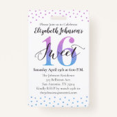 パープルグラデーショングリッタースイート16誕生日VIP バッジ (裏面)