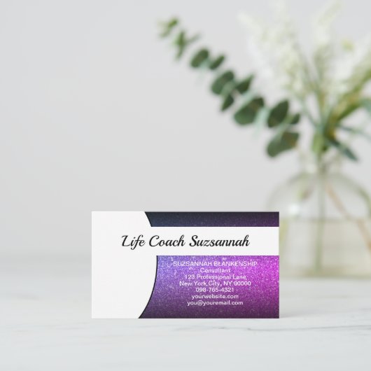 パープルグラデーショングリッターテンプレートプロフェッショナル 名刺 (スタンド正面)