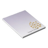 パープルグラデーションスパークル金ゴールドグリッターハート ノートパッド (アングル)