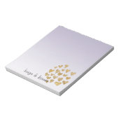 パープルグラデーションスパークル金ゴールドグリッターハート ノートパッド (回転)
