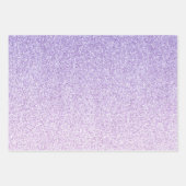 パープルグラデーションスパークル金ゴールドグリッターハート ラッピングペーパーシート (正面3)