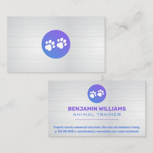 パープルグラデーションドッグポーロゴ |木製ボード 名刺 (正面/裏面)