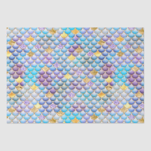 パープルグラデーションフォイル&金ゴールドグリッターマーメイドはかりで測 薄葉紙 (正面)