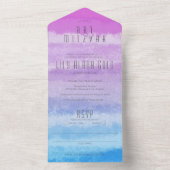 パープルグラデーションブルーエレガントこうもりカスタムバー（ユダヤ教の）バル・ミツバー オールインワン招待状 (内側)