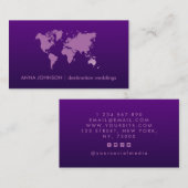 パープルグラデーションワールドマップトラベルエージェント結婚ズ 名刺 (正面/裏面)