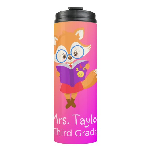 パープルグラデーション先生ギフトキツネ タンブラー (正面)