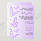 パープルグラデーション蝶 バットミツバの招待状 招待状 (正面/裏面)