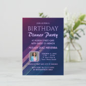 パープルグラデーション誕生日ディナーパーティの招待状 招待状 (スタンド正面)