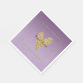 パープルグラデーション金ゴールドグリッターハート スタンダードランチョンナプキン (角)