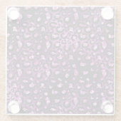 パープルグラデーション&ブラックグラムグリッターヒョウの斑点 ガラスコースター (裏面)