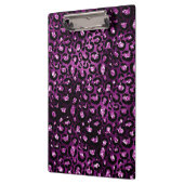 パープルグラデーション&ブラックグラムグリッターヒョウの斑点 クリップボード (左)