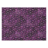 パープルグラデーション&ブラックグラムグリッターヒョウの斑点 テーブルクロス (正面(横))