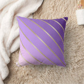 パープルグラデーション&メタリックルック金ゴールドストライプ枕 クッション (ブランケット)