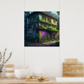 パープルグラフィティ建物都市崩壊 ポスター (キッチン)