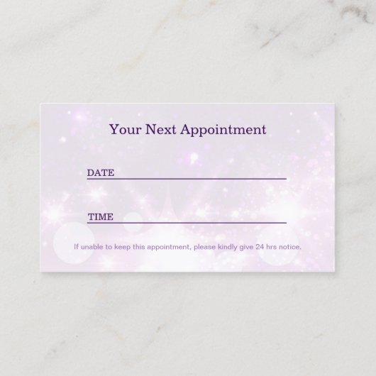 パープルグラマー美容師アポイントメントカード 予約カード (裏面)