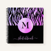 パープルグラムグラデーションアニマルプリントモノグラムスケッチブック ノートブック (正面)