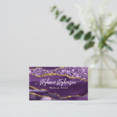 パープルグラムグリッターアゲートファッションスタイリストモダン 名刺 (スタンド正面)