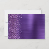 パープルグラムグリッタースクリプトウェディングRSVPカード 出欠カード (裏面)