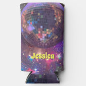 パープルグラムディスコパーティー鏡ボールバチェロレッテ スリム缶クーラー (正面)