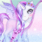 パープルグラムパステルホワイトユニコーンピークブジッパー シール (正面)