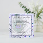 パープルグラムピーコックフェザーキンセアニェラ誕生日 招待状 (スタンド正面)